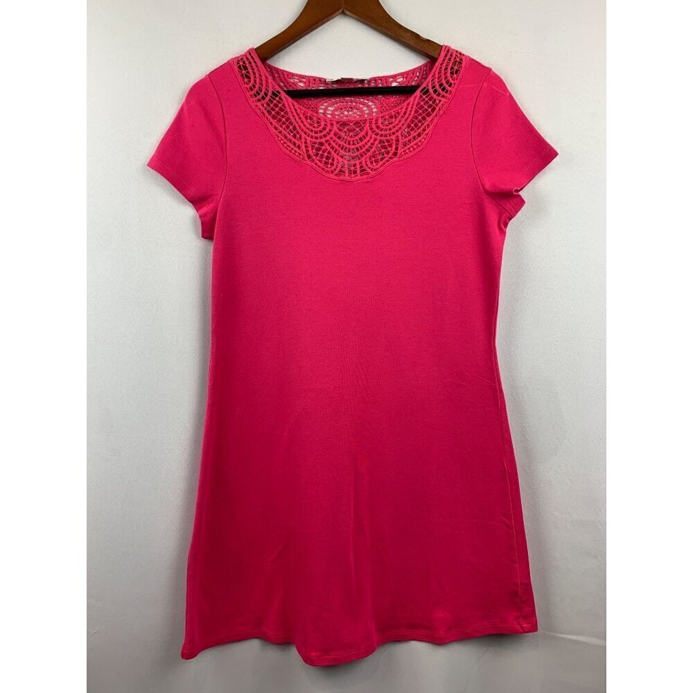 Liz Claiborne Womens Crochet Neckline Pink Dress
